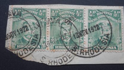 Rhodesia Admiral HalfPenny strip with SELUKWE (DC) postmark