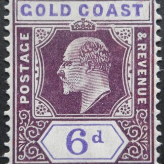 Gold Coast 1906 EVII Six Pence Damaged frame and crown SG 54ab mint