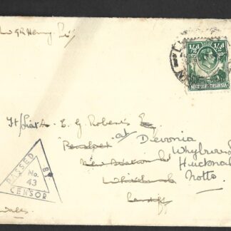 Northern Rhodesia GVI WWII Censored cover to England with censor No 43 cachet