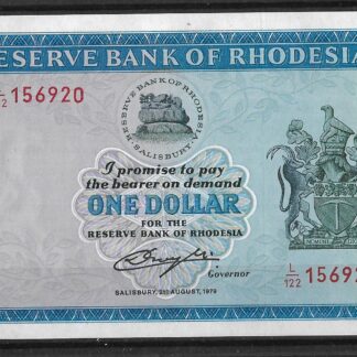 Rhodesia 1979 $1 bill with Zimbabwe watermark uncirculated mint condition