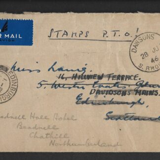 Southern Rhodesia 1946 GVI cover to England with Dawsons Skeleton postmark