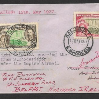 South Rhodesia 1937 Coronation FDC First Flight to Beira from Rhodesia under Empire Airmail Scheme