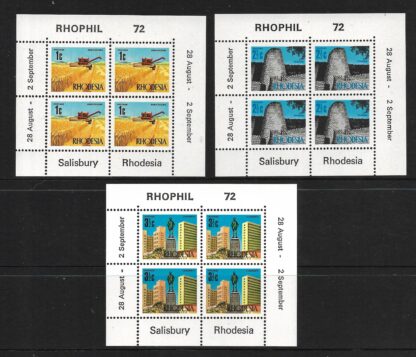Rhodesia 1972 Rhophil A sheets (3) unmounted mint