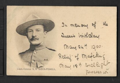 South Africa Mafeking postcard of Lt Colonel Baden Powell used in UK