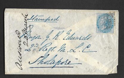 India 1852 local cover to 2nd Redt MLC with back stamps