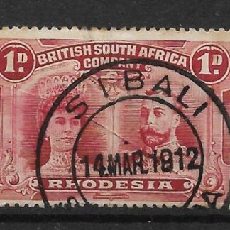 Rhodesia Double Head One Penny with SIBALI (DC) in jet black ink postmark