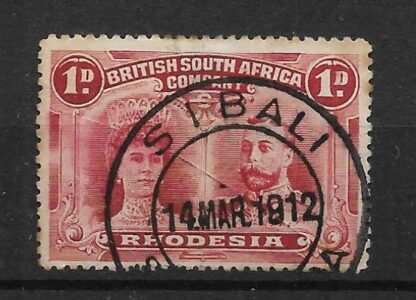 Rhodesia Double Head One Penny with SIBALI (DC) in jet black ink postmark
