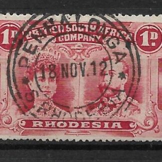 Rhodesia Double Head One Penny with BATTLEFIELDS MINE (TC) postmark
