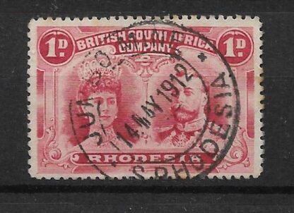 Rhodesia Double Head One Penny with JUMBO MINE damaged MA in May (DC) postmark