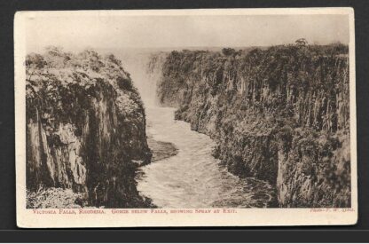 Rhodesia HG 11a Post Card Victoria Falls Gorge Below the Falls showing Spray unused