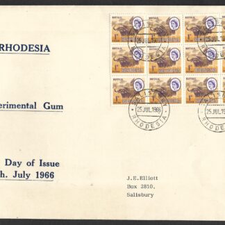 Rhodesia 1966 One Penny Dry Gum Block on Illustrated First Day Cover