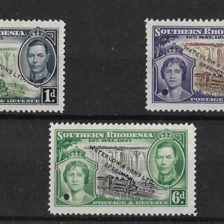 Southern Rhodesia 1937 GVI Coronation three colour Trials in unissued colours
