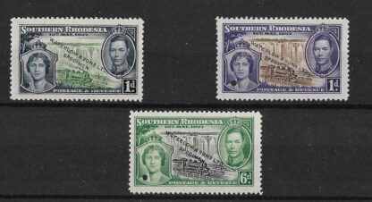Southern Rhodesia 1937 GVI Coronation three colour Trials in unissued colours