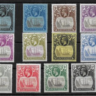 Ascension 1924 GV Ship set SG 10/20 mint