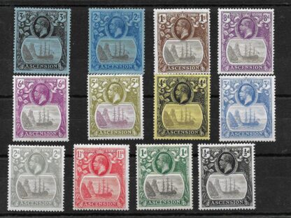 Ascension 1924 GV Ship set SG 10/20 mint