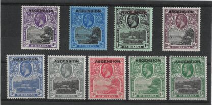 Ascension 1922 GV overprint set SG 1/9 mint