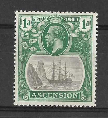 Ascension 1924 GV Ship One Penny SG 11d  mint