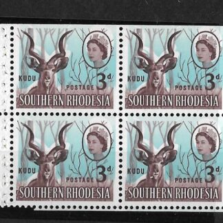 Southern Rhodesia 1964 QEII Three Pence Kudu booklet pane with huge blue shift mint