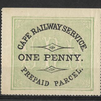 South Africa Cape Colony One Penny Cape Railway Prepaid Parcel label mint
