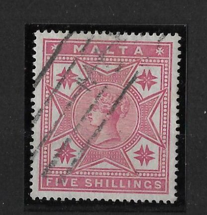 Malta 1886 QV Five Shillings SG 30 fine used