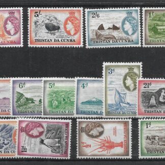 Tristan Da Cunha 1954 QEII Halfpenny to Ten Shillings mounted mint