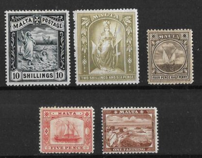 Malta QV 1899 issue SG 31/35 mint