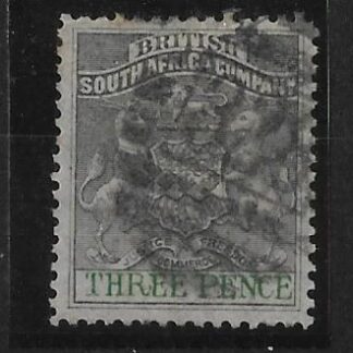 Rhodesia 1892 Three Pence with Barred Oval 328 postmark