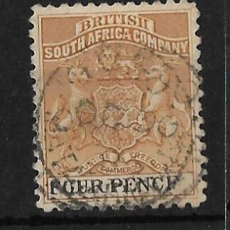 Rhodesia 1892 Four Pence with Gwelo Matabeleland year reversed postmark