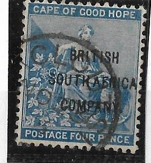 Rhodesia 1896 Four Pence Cape overprint with MACLOUTSIE postmark