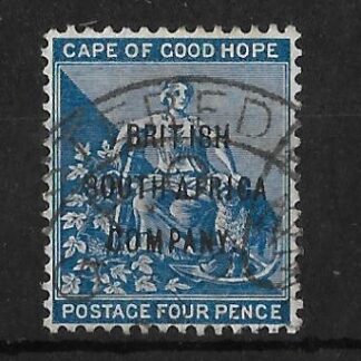 Rhodesia 1896 Four Pence Cape overprint with a REGISTERED postmark