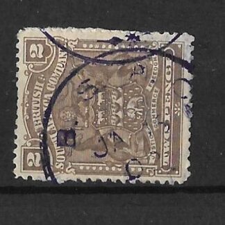 Rhodesia 1898 Two Pence with a BSAC in purple (SC) postmark