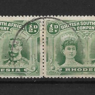 Rhodesia Double Head Halfpenny pair both with wedge flaws used