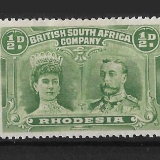 Rhodesia Double Head Halfpenny Apple Green perf 14 mounted mint