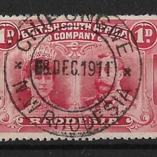 Rhodesia Double Head One Penny with CHIPONGWE blank before day (DC) postmark