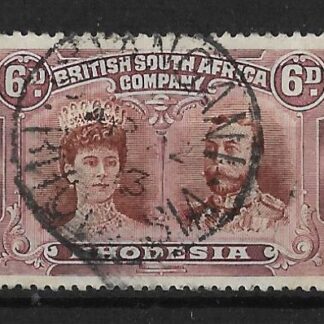 Rhodesia Double Head Six Pence with SHANGANI (SC) postmark