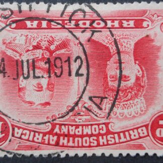 Rhodesia Double Head One Penny with BUSH TICK Broken 2 at top (DC) postmark