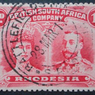 Rhodesia Double Head One Penny with BATTLEFIELDS MINE Broken 2 in day (TC) postmark