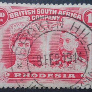 Rhodesia Double Head One Penny with BROKEN HILL crosses (DC) postmark