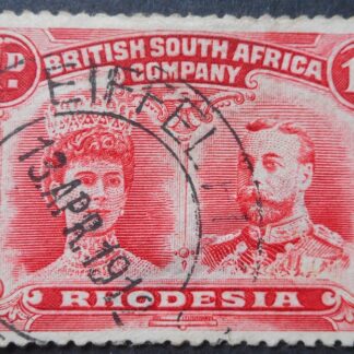 Rhodesia Double Head One Penny with EIFFEL FLATS letters missing from town name (DC) postmark