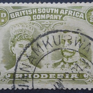 Rhodesia Double Head Halfpenny with BWANAMKUBWA (DC) postmark
