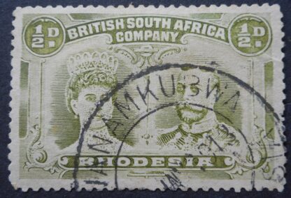 Rhodesia Double Head Halfpenny with BWANAMKUBWA (DC) postmark