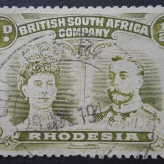 Rhodesia Double Head Halfpenny with COLLEEN BAWN missing digit in year (DC) postmark