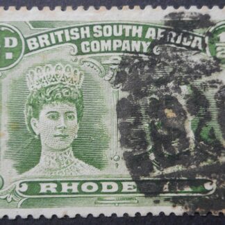 Rhodesia Double Head Halfpenny with Barred 826 (VICTORIA) postmark