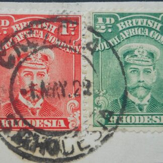 Rhodesia Admiral Halfpenny with GADZEMA Broken D (DC) postmark