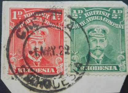 Rhodesia Admiral Halfpenny with GADZEMA Broken D (DC) postmark