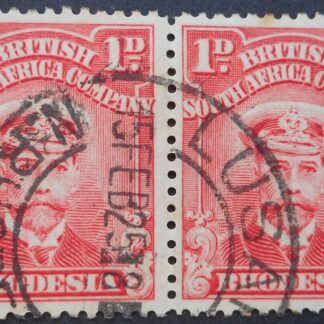 Rhodesia Admiral One Penny pair with LUSAKA Blank after year and hour (DCA) postmark