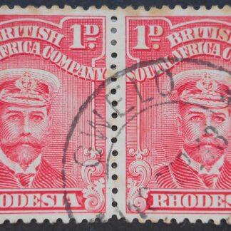 Rhodesia Admiral One Penny pair with GWELO maltese crosses (DC) postmark