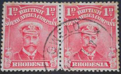 Rhodesia Admiral One Penny pair with GWELO maltese crosses (DC) postmark