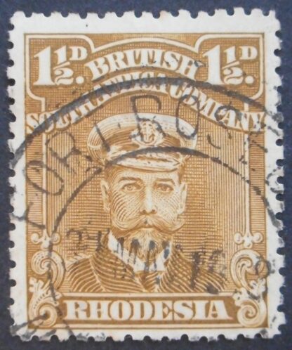 Rhodesia Admiral One and a Halfpence with FORT ROSEBERRY (DC) postmark