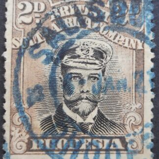 Rhodesia Admiral Die IIIB Two Pence with SALISBURY crosses 2dy in blue (DC) postmark